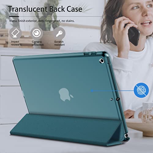 EasyAcc Case Cover Compatible with iPad 9th Generation / 8th and 7th Generation 10.2 Inch 2021 2020 2019 Model - Ultra Thin Transparent Back Case (Peacock Blue)