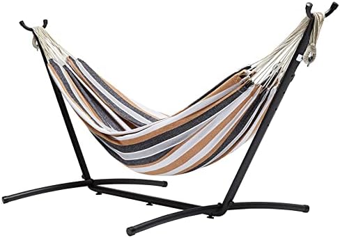 Hängematte mit Gestell, Stoff, One Size, 117 cm x 300 cm x 100 cm, Mehrfarbig