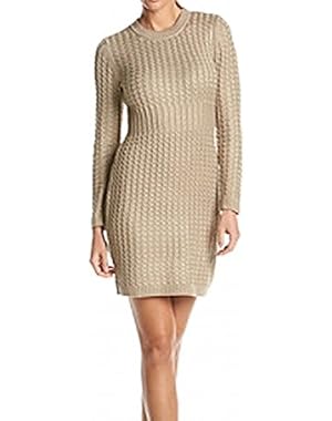 Calvin Klein Khaki Women Crew-Neck Knit Sweater Dress Beige XL