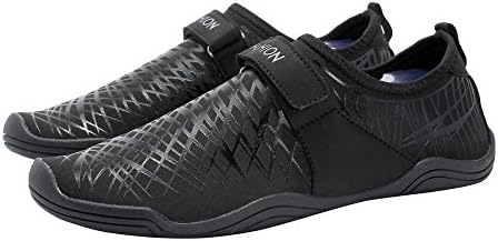 AMVonline Men's Quick Drying Aqua Water Shoes Barefoot quick dry Beach Sports Sneakers Slip on (6, black)