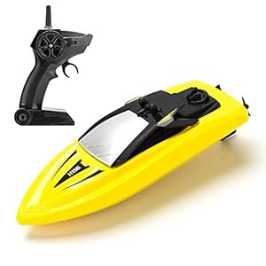RC Boat Remote Control Boats for Pools and Lakes, ROTOBAND H116 Self Righting 14km/h High Speed Boat Toys for Kids Adults Boys Girls（Yellow）