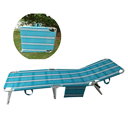 SPORT BEATS Beach Lounge Chair Aluminum Folding 4 Reclining Positions Chaise Lounge,Portable Fol ...