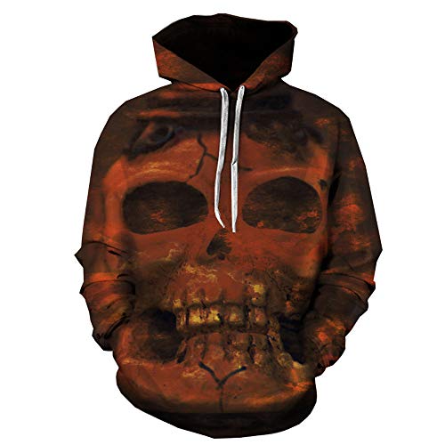 2018 Unisex Terror Skull 3D Digital Printed Loose T Shirt Top,Men Women Plus Size Hoodies Pullover Tee