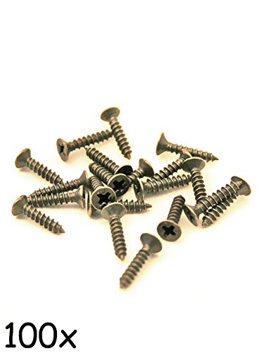 FUXXER® - 100x Antike Holz-Schrauben, Messing Bronze Antik-Optik, Kreuz-Schlitz, Kreuz-Schrauben, Senk-Kopf, Selbst… – Bild 3