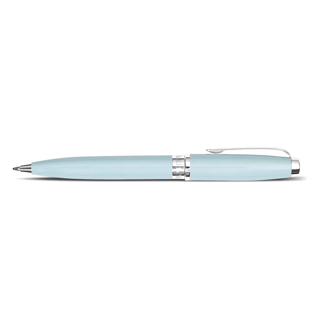 Matilda Myres Silver Ball Pen | Premium Ballpoint Pen with Smooth Black Ink & Velvety Draw-String Pouch | Stylish Writing Pen for Notes, Office & Gifts | Blue