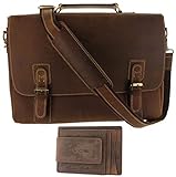 Leather Messenger Bag For Men RFID Satchel Briefcases Computer Bag 17