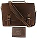 Leather Messenger Bag for Men, Laptop Shoulder Bag Straps Included, Quality Briefcases for Men Holds 17 inch Laptop, Both Leather Money Clip/Wallet and Leather Computer Bag Have RFID Protection