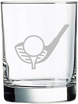 Golf Hand Etched Rocks Glass Tumbler Hand Made