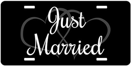 Just Married Car Tag License Plate Hearts Newly Wed Gift Front License Plate Vanity NPLP