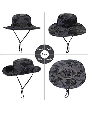 WANYING Damen Herren Outdoor Sonnenschutz Bucket Hut Fischerhut Baumwolle Two Way to Wear für Kopfumfang 55-62 cm… – Bild 4