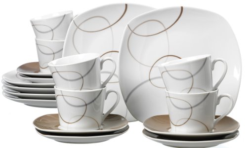 Ritzenhoff & Breker Kaffeeservice Alina Marron, 18-teilig, Porzellangeschirr, Braun