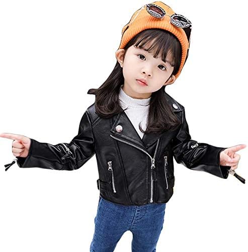 Amazon Kanshamingma 子供服 女の子 アウター トップス レザージャケット Puジャケット ショート丈 Puコート 春コート ライダースジャケット カジュアルコート 防寒 シンプル お出かけ 可愛い 小学生 幼稚園 通学着 通園着 コート ジャケット 通販