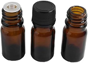 HeiHy 10 Pcs 5 ml Amber Essential Oil Bottle Empty Perfume Sample Glass Bottle Vial with Orifice Reducer