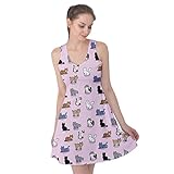 PattyPattern Womens Cute Cat Breed Cartoon Pattern Reversible Sleeveless Dress (3XL, Light Pink)