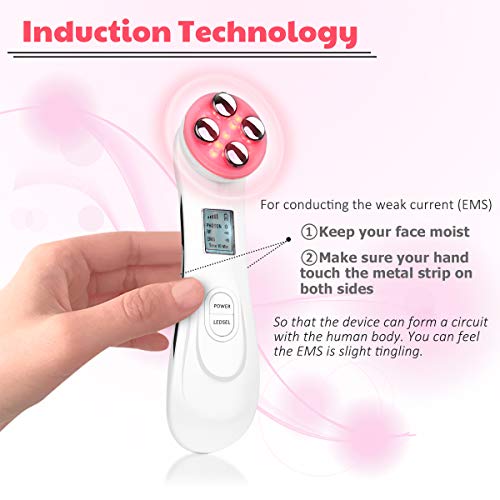 Skin Tightening Machine 5 in 1 Beauty Device EMS for Facial Lifting, Anti-Aging, Wrinkle Remover (white)