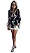 MIXMAX Women Floral Print Chiffon Irregular Blouse Shirts (Medium, Black)