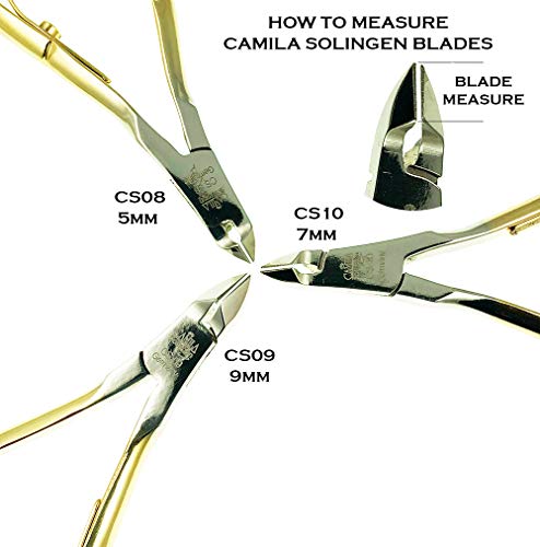 Camila Solingen CS09 4" Professional Nail Cuticle Nipper/Clipper/Cutter for Manicure and Pedicure, from Solingen, Germany best Stainless Steel. Cuticle trimmer Medium Blade (9mm Blade)
