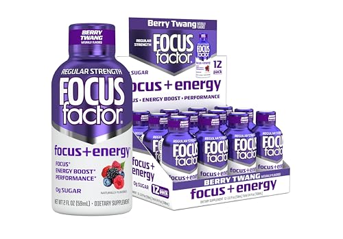 Focus Factor Focus + Energy Shots - 12 x 2oz Bottles (Berry Twang Flavor) - Pow…