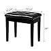 Bonnlo Padded Wooden Piano Bench with Music Storage Keyboard Stool Artist Benches Stool Tufted Seat,Black
