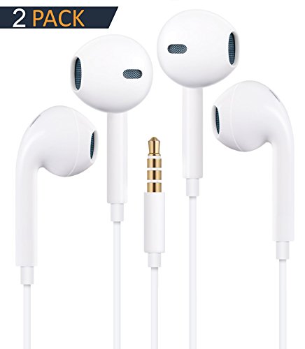 Premium Quality Headphones In-Ear Earphones Headsets with Mic &amp; Remote Control Compatible with for iPhone, iPad, iPod, Smartphones,Tablets, MP3/MP4 Players, Devices with 3.5mm and More (2 Pack)