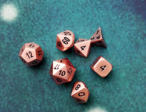 image for MicoYuan Metal Polyhedral Game Dice Set of Rose Gold 7pc Set for Dunge