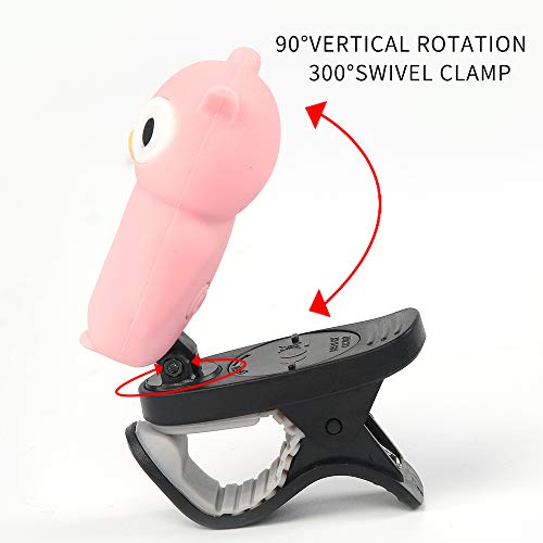 SWIFF Guitar Tuner Clip-On with Bright LCD Display for All String Instruments with Bass, Ukulele,Violin Accessories (Owl Pink) - Thumbnail 4