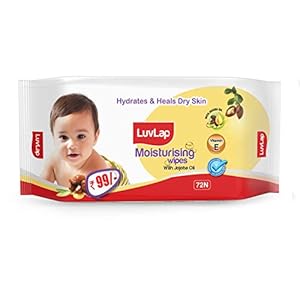 LuvLap Paraben Free Baby Wipes with Jojoba Oil (72 Wipes/Pack)