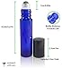 Basic Essential Bottles 12-Piece 10ml Cobalt Blue Glass Roll-on Bottles with 12 Stainless Steel Roller Balls, 12 Black Plastic Caps and 3 3ml Plastic Droppers Set