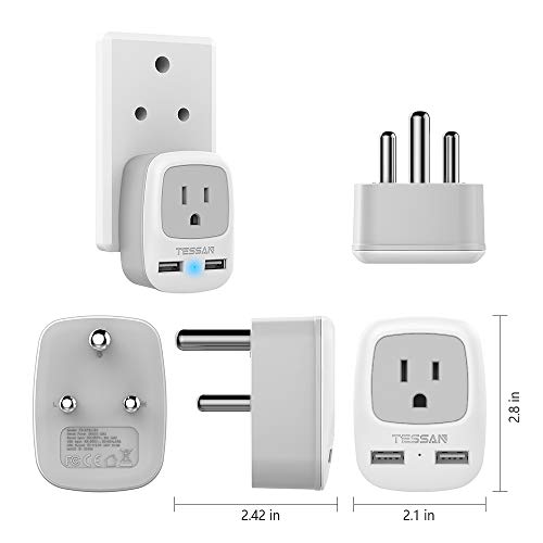 TESSAN South Africa Power Adapter, International Grounded Travel Plug