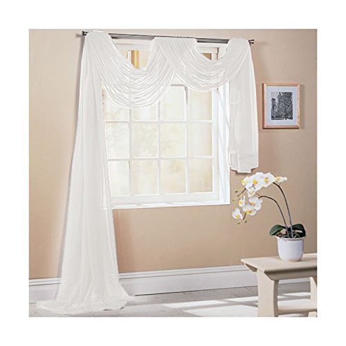 IVORY 59X197" 150X500CM TAILORED VOILE WINDOW SCARF PELMET Amazon.co