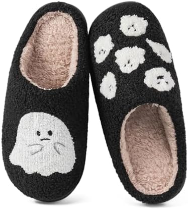 HORMAUWORD Christmas Slippers for Men Women Indoor Cotton House Shoes Fluffy Warm Cozy Fluffy Winter Slippers Lightweight Ant