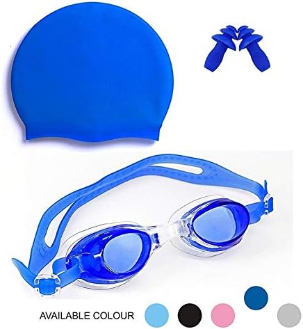 UNMCORE 3 in 1 Swimming Combo Kit Goggles Silicone Swimming Cap 2 Ear Plugs (Color May Vary)