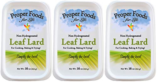 Proper Food's - 100% Pure Leaf Lard - Non-Hydrogenated - for Cooking, Baking and Frying - 16 oz (Pack of 3)