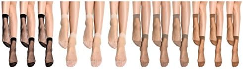 Elezay Women's Sexy Ultra Silky Ankle High Tights Hosiery Socks Thin Sheer Stockings MixA 12 packs