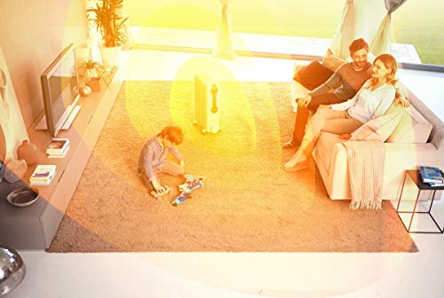 DeLonghi Oil-Filled Radiator Space Heater, Quiet 1500W, Adjustable Thermostat, 3 Heat Settings, Energy Saving, Safety Features, Nice for Home with Pets/Kids, Black, Comfort Temp KH390715CM
