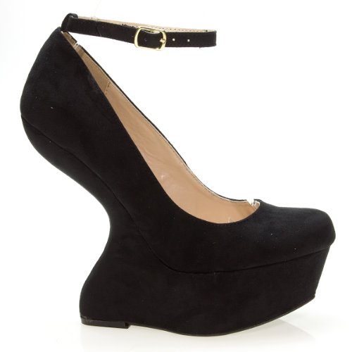 Qupid Women�s TING01 Ankle Strap Mary Jane Curved Heel