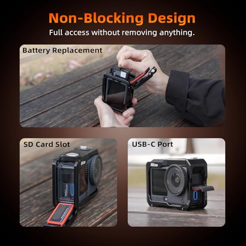 Nitze Action 6 Cage para dji Osmo Action 6, Jaula Metálica con Zapata Fría Integrada, Orificio de Fijación de 1/4" y Montura Magnética de Liberación Rápida - T-D07A