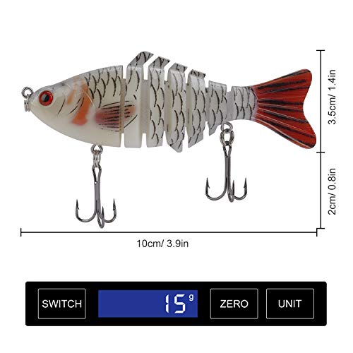 Qimei-shop Leurres De Pêche Artificiels Appâts Réalistes Multi Articulé Swimbait Topwater Avec Hameçon Mustad Pour Carnassier Poisson Le Brochet Perche Truite 2pcs