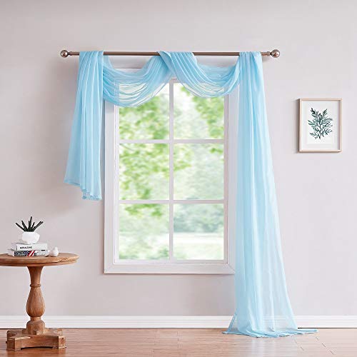 Warm Home Designs Standard Length Baby Blue Sheer Window Scarf. Valance Scarves are 56 X 144 Inches in Size. Great As Window Treatments, Bed Canopy Or for Decorative Project. AM Baby Blue 144"