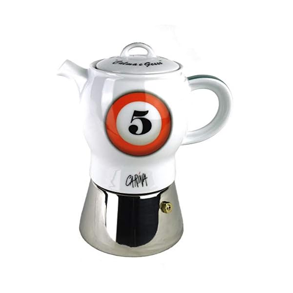 Moka Consorten Espressokocher »Carina biliardo« | Edelstahl und weißes Porzellan | Höhe: 18 cm | Füllmenge: 210 ml…