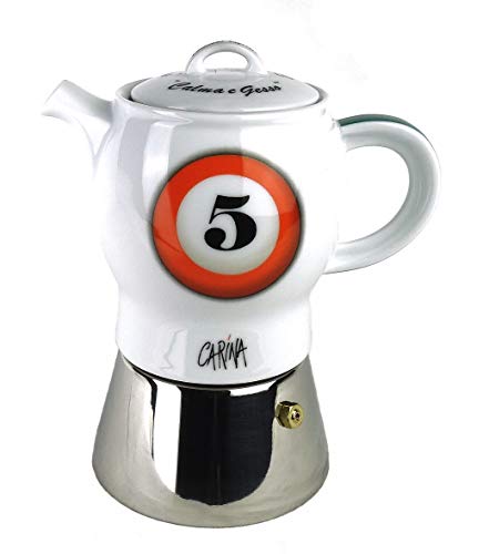 Moka Consorten Espressokocher »Carina biliardo« | Edelstahl und weißes Porzellan | Höhe: 18 cm | Füllmenge: 210 ml…
