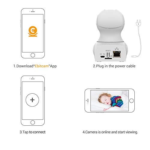 WiFi Monitor-Ebitcam 1080P HD Home Surveillance IP Camera with Pan/Tilt/Zoom,Night Vision Motion Detection 2-Way Audio -for Home Safety Baby Pet Cam, Cloud Storage, Compatible with Alexa