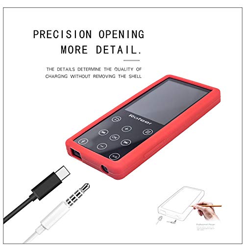 Fromsky Case for Rofeer MP3 Player, Silicone Skin Protective Cover Case with Tempered Glass Screen Film Screen Protector (Red) - Thumbnail 2