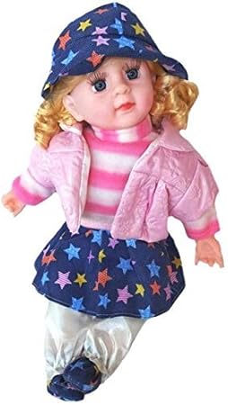 Vishal Smart Mall Soft Girl Singing Songs Baby Doll Toy, Medium (Star Blue-Pink) 40cm