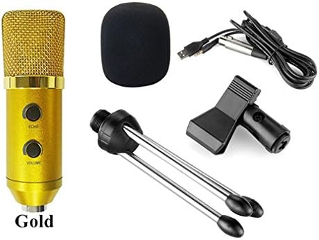 microphone Condenser Desktop Studio Usb With Stand Tripod For Computer Karaoke Video Recording Gold