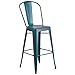 Flash Furniture 4 Pk. 30'' High Distressed Kelly Blue-Teal Metal Indoor-Outdoor Barstool with Back