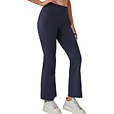 Feaurvi Petite Flared Yoga Pants for Women Wide Leg Side Pockets High Waist Stretchy Bootcut Loose Sweatpants Casual Workout