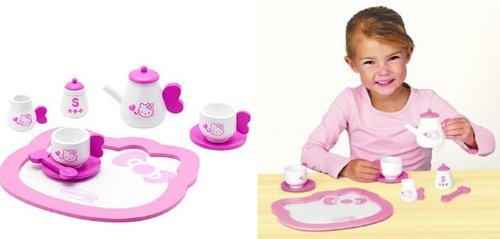 Hello Kitty natural Wood hand finishing High Quality Tea Set