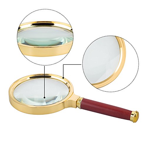 BASUNE 10X Handheld Magnifier, Reading Magnifier Loupe Glasses 10X with