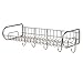 MyGift Stainless Steel Wall Mounted Storage Shelf Utility Rack Hanging Metal Wire Basket with 5 Hooks